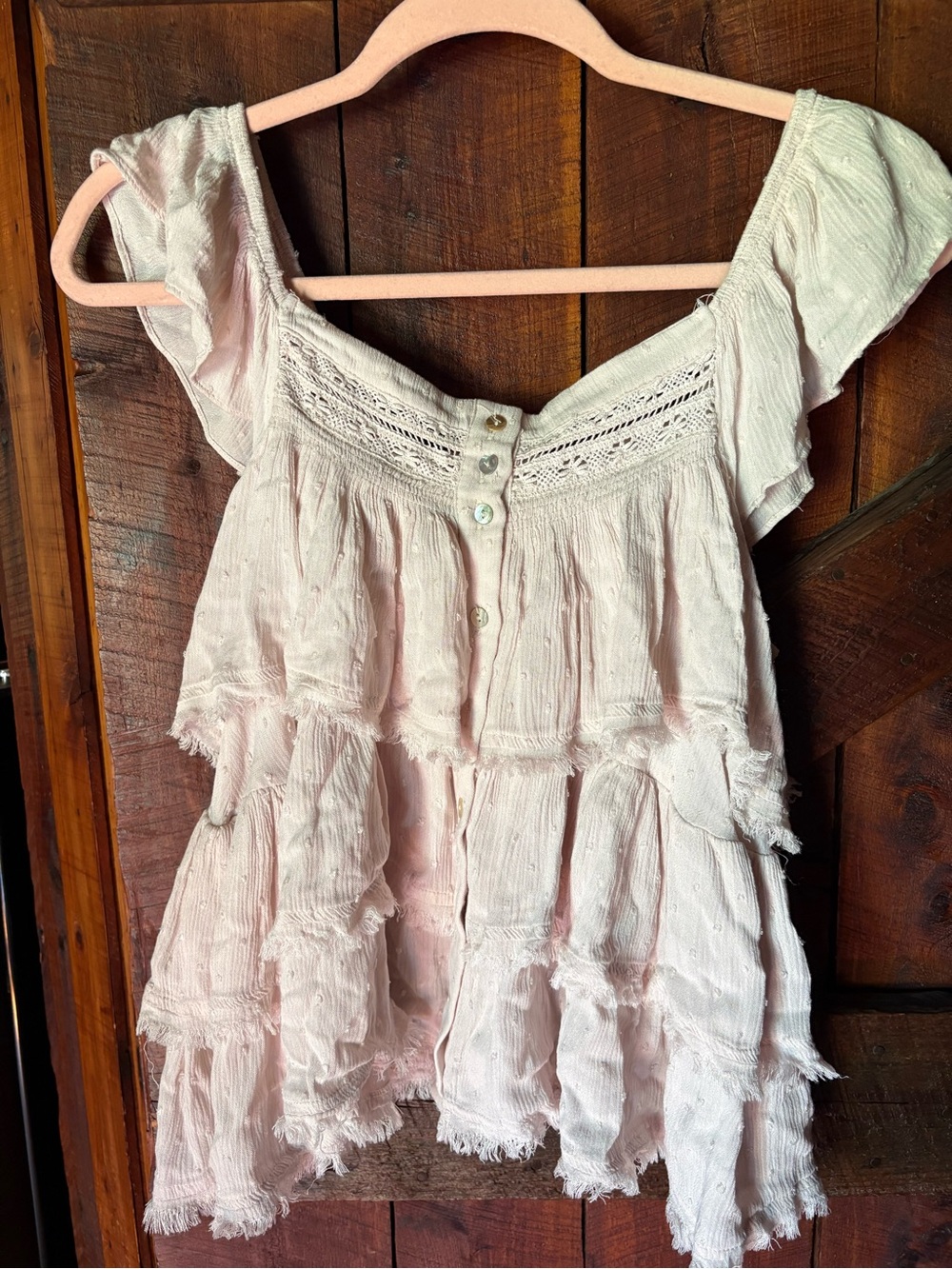 Light Pink Ruffled Boho Tunic Top
